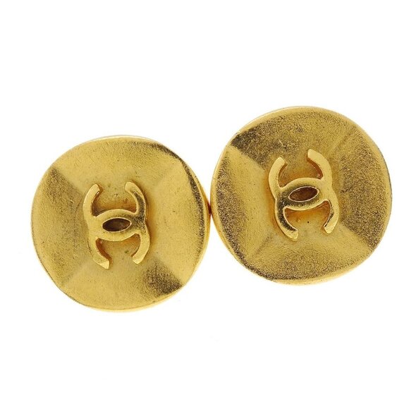 Chanel Button Earrings Gold Clip-On - Picture 2 of 5